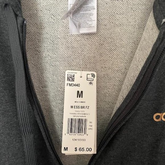 NWT $65 ADIDAS Men M Performance Full zip LOGO Hoodie Jacket Sweatshirt (Unisex) - Picture 13 of 14